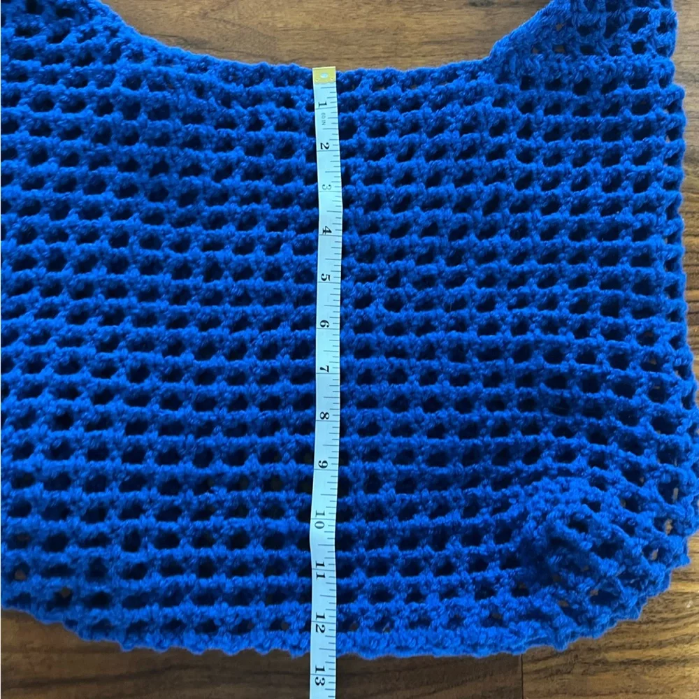 ☀️ Hand Crocheted Blue Boho Beach Tote ☀️ - Picture 10 of 12